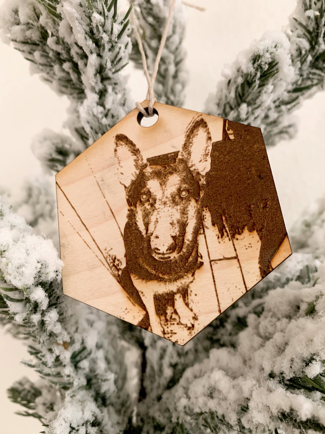 Wood Engraved Photo Ornament